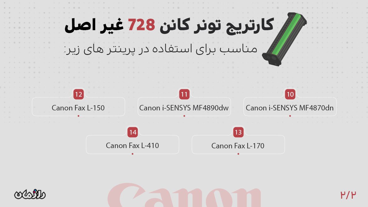 پرینتر های سازگار با کارتریج تونر کانن 728