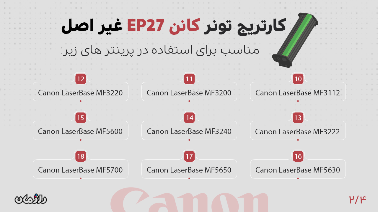 پرینتر های سازگار با کارتریج تونر EP27 کانن