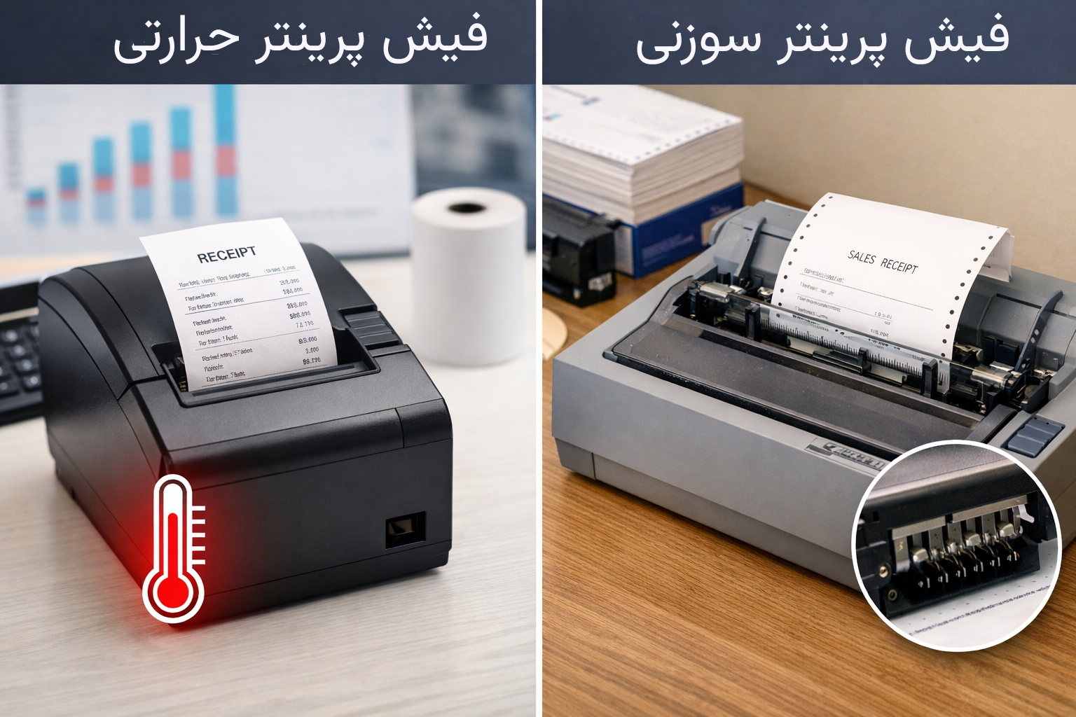 تفاوت فیش پرینتر حرارتی و سوزنی