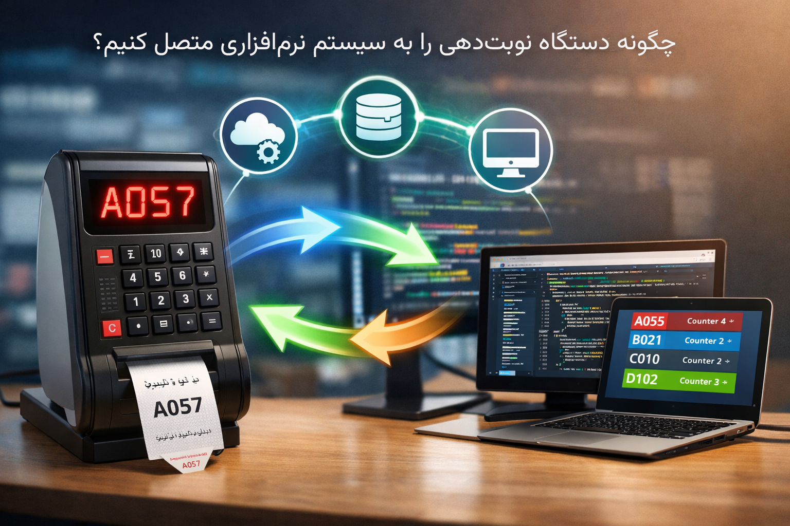 چگونه دستگاه نوبتدهی را به سیستم نرمافزاری متصل کنیم؟ چگونه دستگاه نوبتدهی را به سیستم نرمافزاری متصل کنیم؟