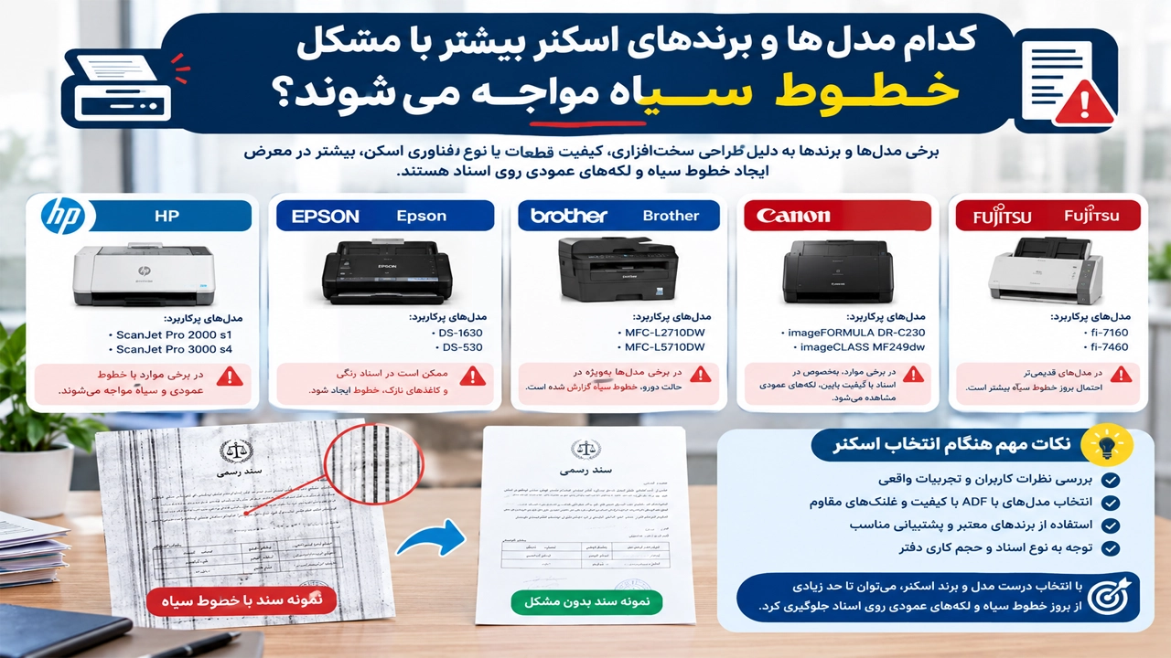 کدام مدلها و برندهای اسکنر بیشتر با مشکل خطوط سیاه مواجه میشوند کدام مدلها و برندهای اسکنر بیشتر با مشکل خطوط سیاه مواجه میشوند
