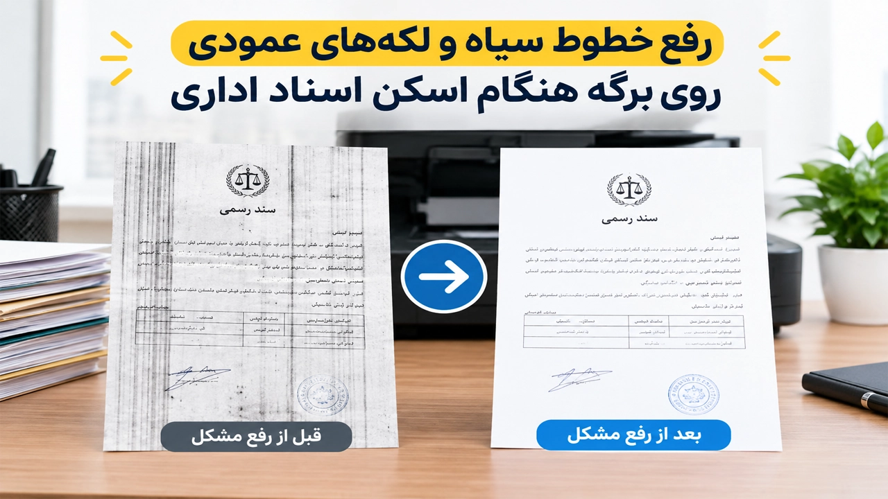 رفع خطوط سیاه و لکههای عمودی روی برگه هنگام اسکن اسناد اداری رفع خطوط سیاه و لکههای عمودی روی برگه هنگام اسکن اسناد اداری