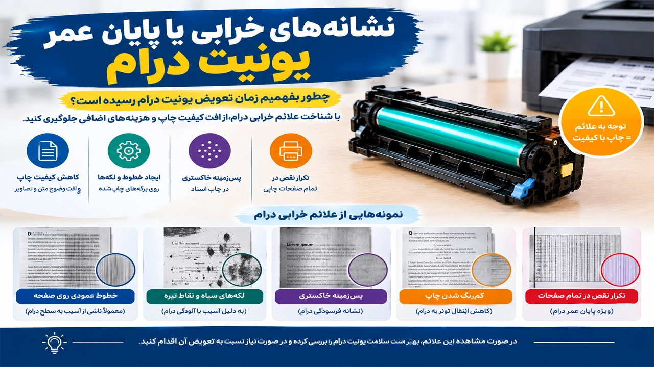 نشانه‌های خرابی یا پایان عمر یونیت درام