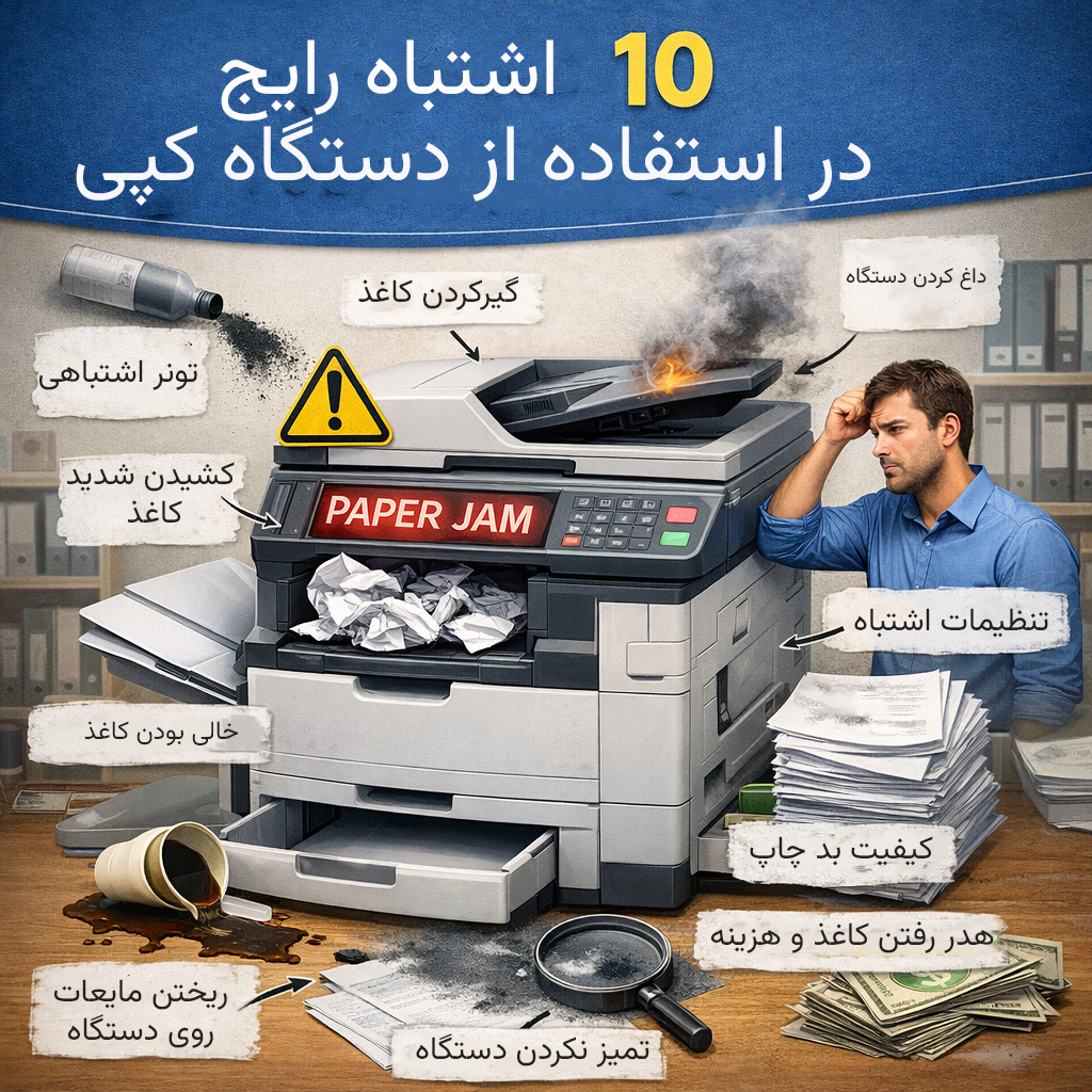 ۱۰ اشتباه رایج در استفاده از دستگاه کپی که عمر دستگاه را کوتاه می‌کند